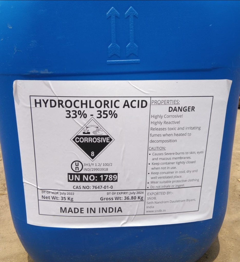 Conc. Hydrochloric Acid 33% (40KG)